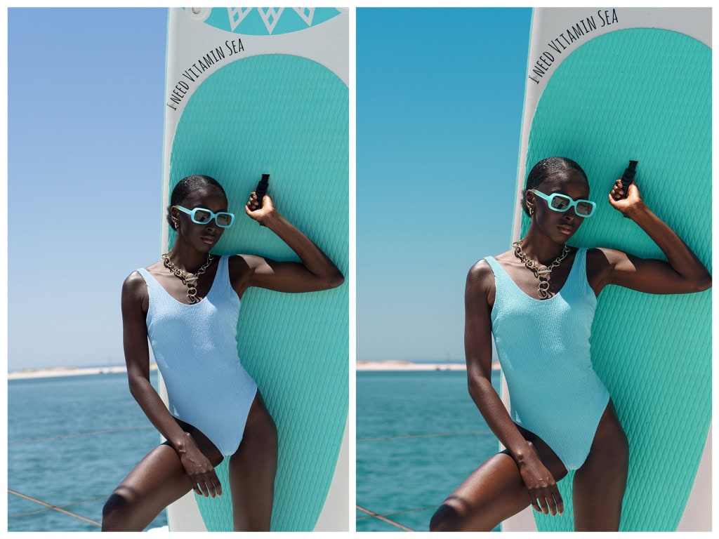 Difference between RAW and retouched photos article by Julia Yatel, fashion brand photographer and makeup artist in Portugal
